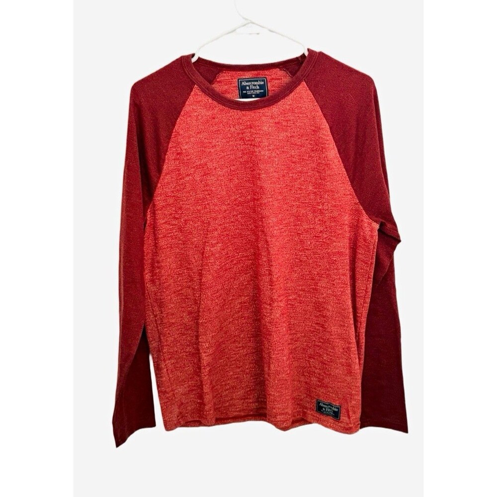 Abercrombie & Fitch Men's M Red Colorblock Knit Crew Neck Pullover Sweater